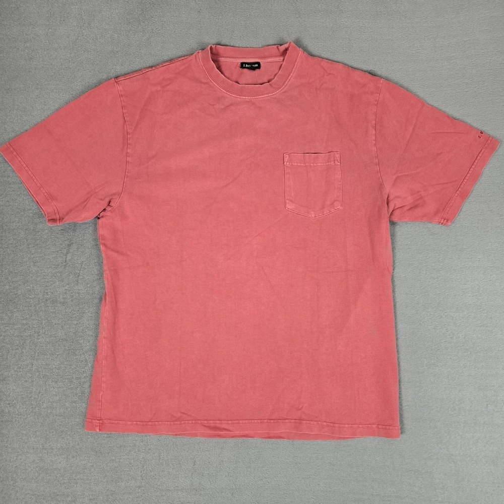 J Peterman T-Shirt Large Red Garment Dye Pocket Tee Casual Heavyweight *READ